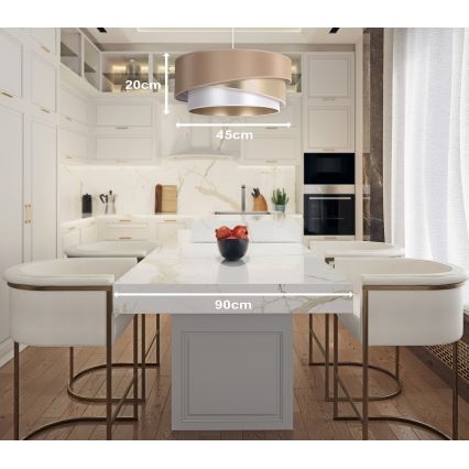 Duolla - Suspension filaire KOBO 1xE27/15W/230V d. 45 cm beige/doré/blanc