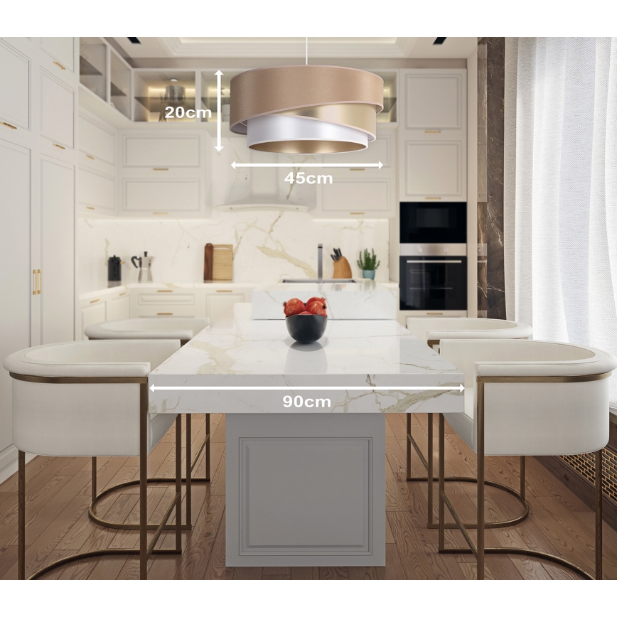 Duolla - Suspension filaire KOBO 1xE27/15W/230V d. 45 cm beige/doré/blanc