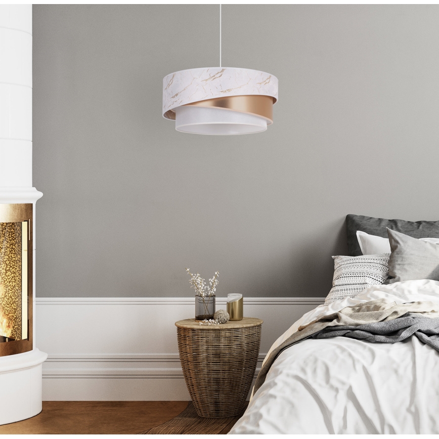 Duolla - Suspension filaire KOBO 1xE27/15W/230V d. 45 cm blanc/or rose