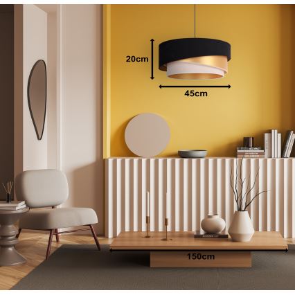 Duolla - Suspension filaire KOBO 1xE27/15W/230V d. 45 cm noir/doré/crème