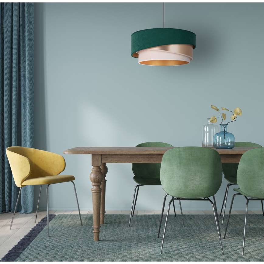 Duolla - Suspension filaire KOBO 1xE27/15W/230V d. 45 cm vert/or rose/crème