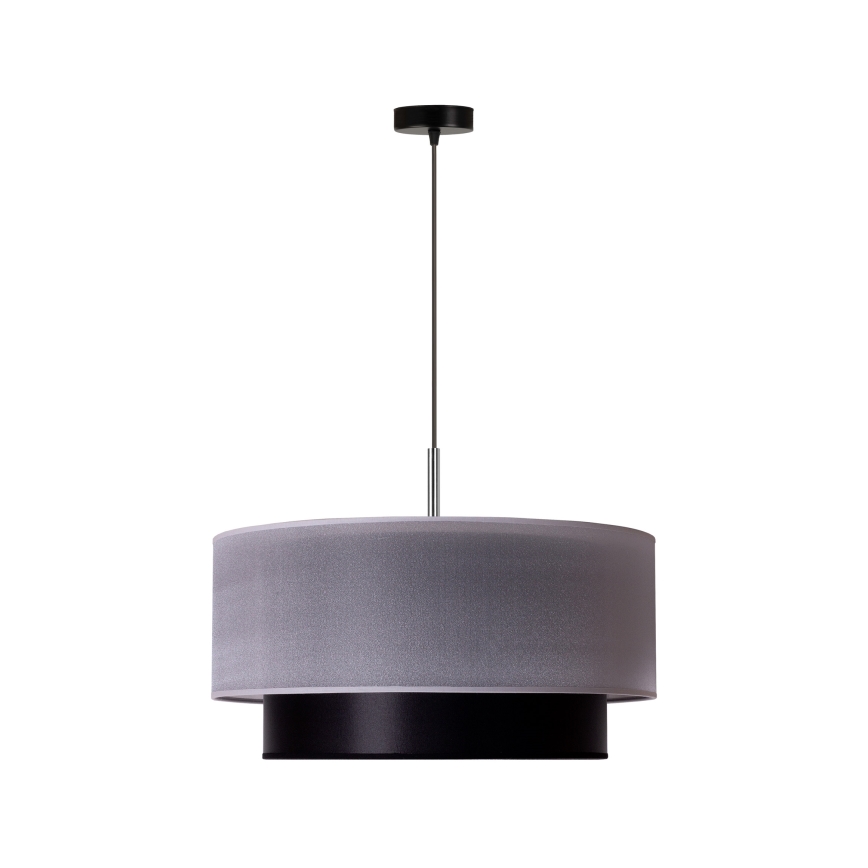 Duolla - Suspension filaire NANTES 1xE27/15W/230V diam. 45 cm argent/noir