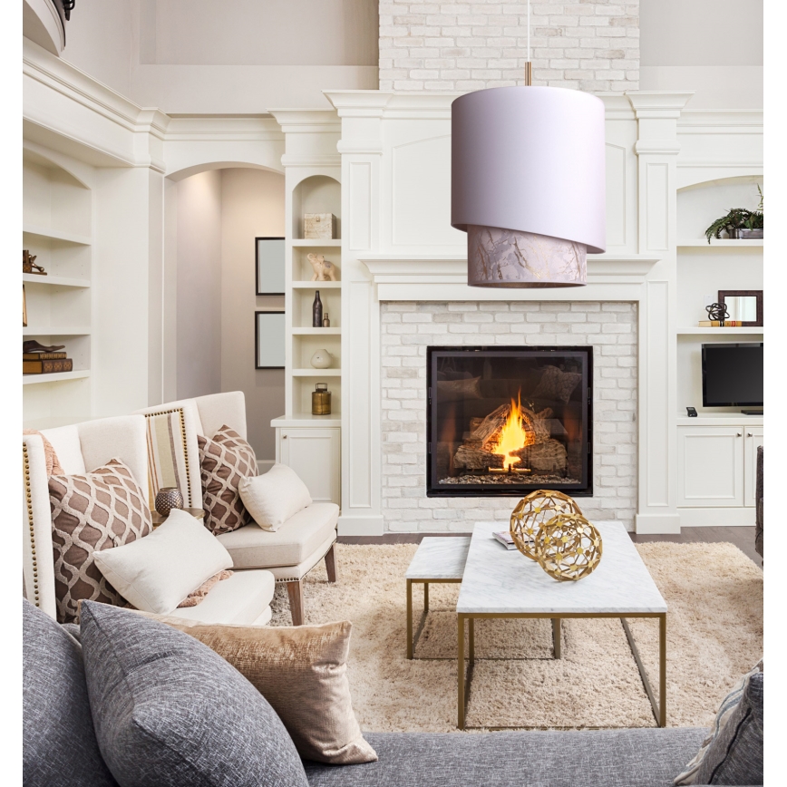 Duolla - Suspension filaire PARIS 1xE27/15W/230V diam. 40 cm blanc/beige