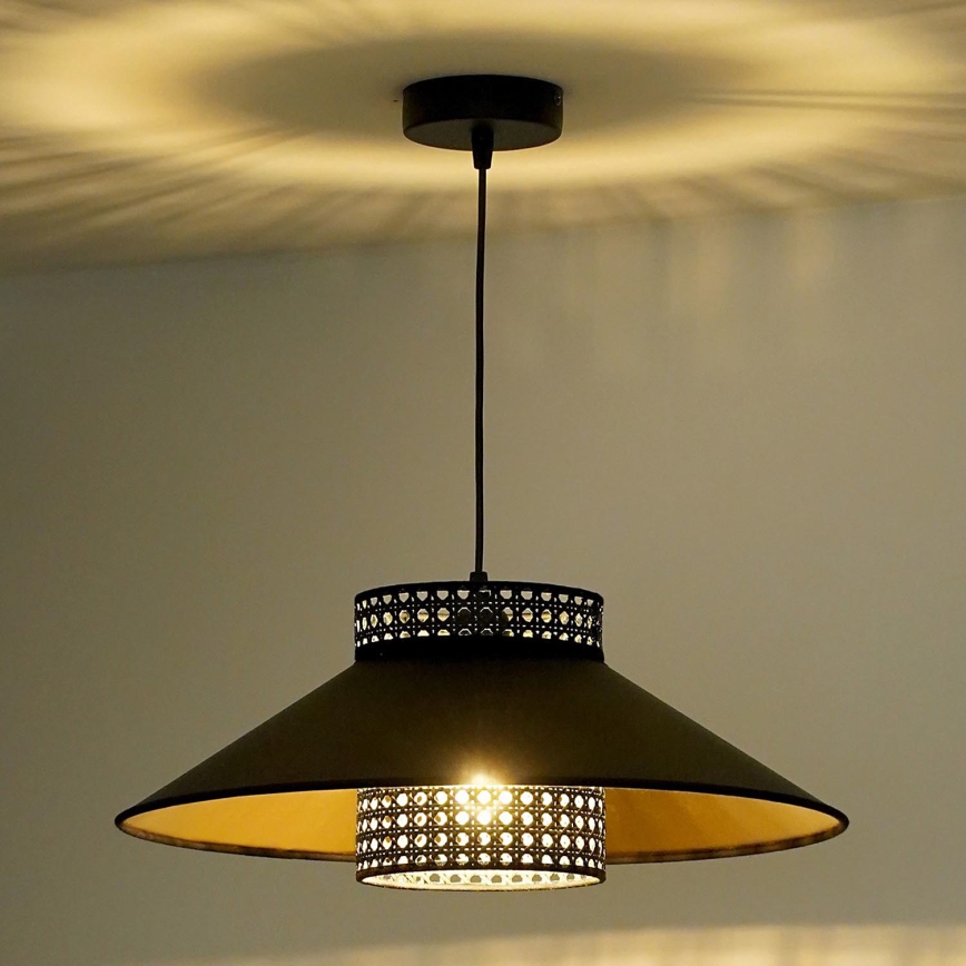 Duolla - Suspension filaire RIO RATTAN 1xE27/15W/230V d. 45 cm noir/doré