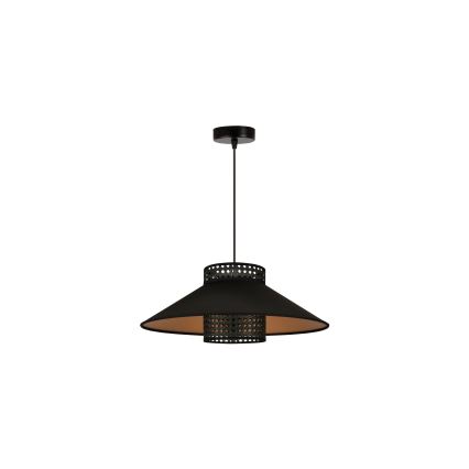 Duolla - Suspension filaire RIO RATTAN 1xE27/15W/230V d. 45 cm noir/doré