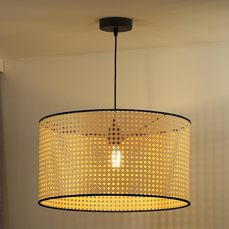 Duolla - Suspension filaire ROLLER 1xE27/15W/230V d. 45 cm rotin/noir