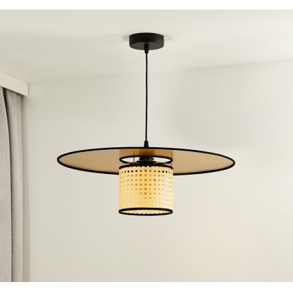 Duolla - Suspension filaire TOKYO RATTAN 1xE27/15W/230V d. 50 cm doré/rotin