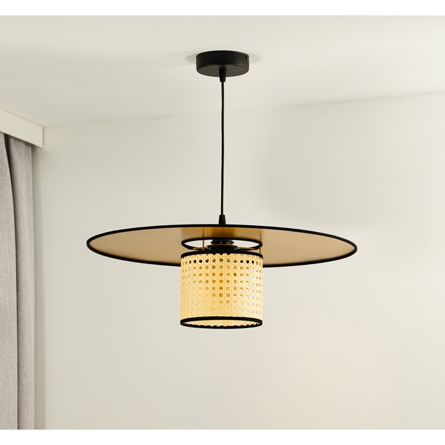 Duolla - Suspension filaire TOKYO RATTAN 1xE27/15W/230V d. 50 cm doré/rotin