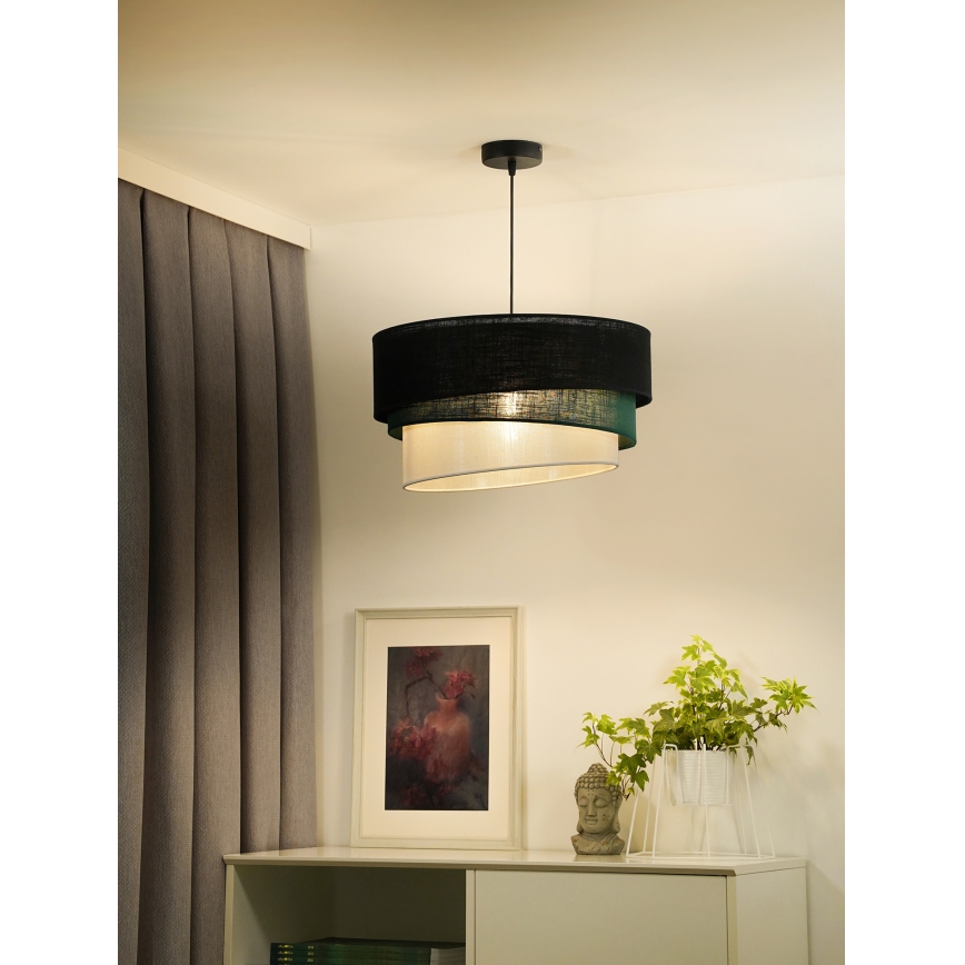 Duolla - Suspension filaire TRIO 1xE27/15W/230V d. 45 cm noir/vert/blanc