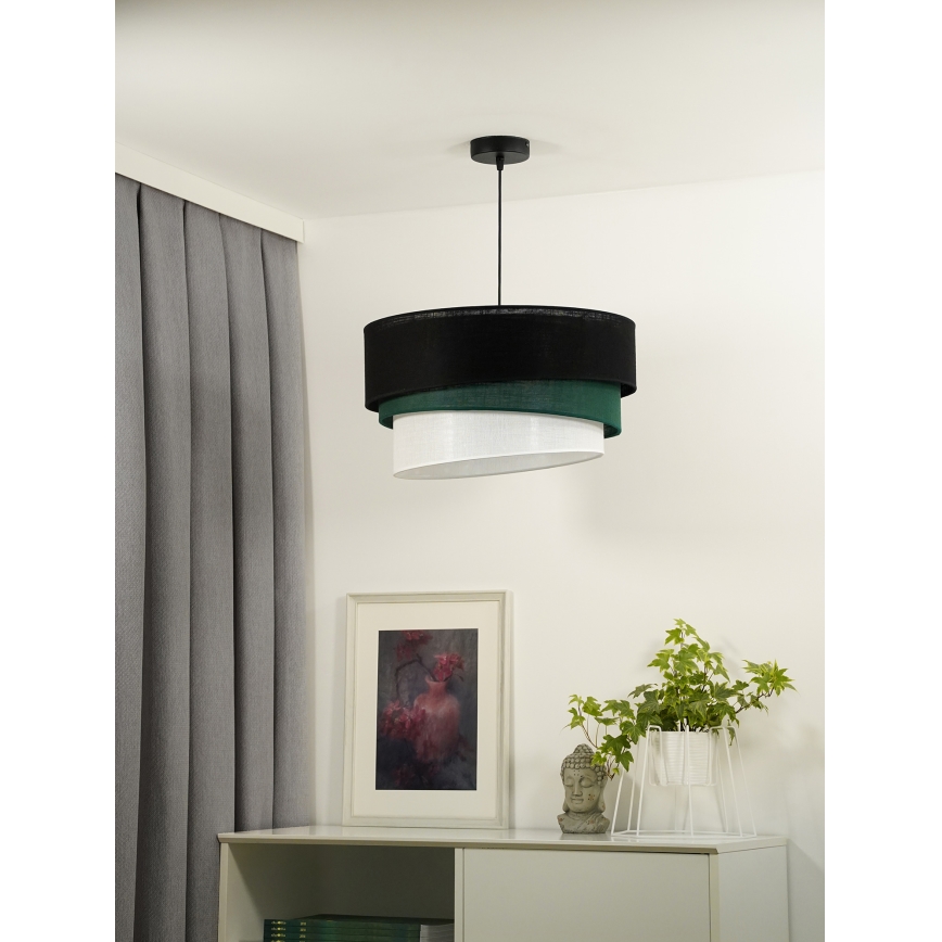 Duolla - Suspension filaire TRIO 1xE27/15W/230V d. 45 cm noir/vert/blanc