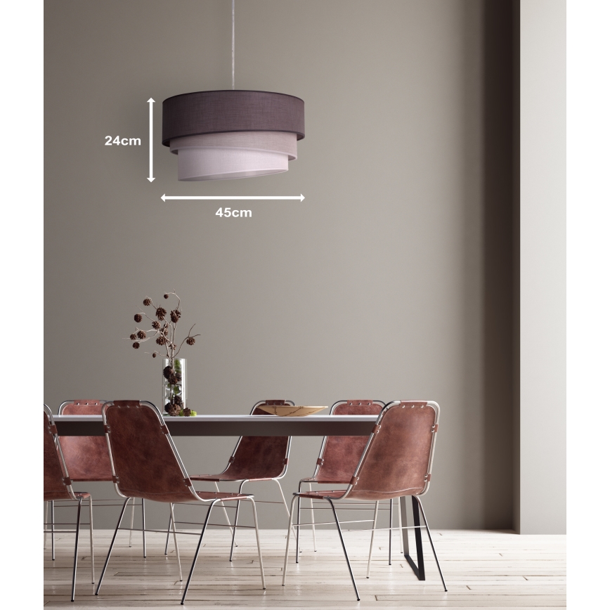Duolla - Suspension filaire TRIO 1xE27/40W/230V d. 45 cm anthracite/gris/blanc