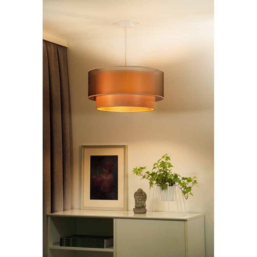 Duolla - Suspension filaire WOOD BOHO 1xE27/15W/230V d. 45 cm cuivre/beige