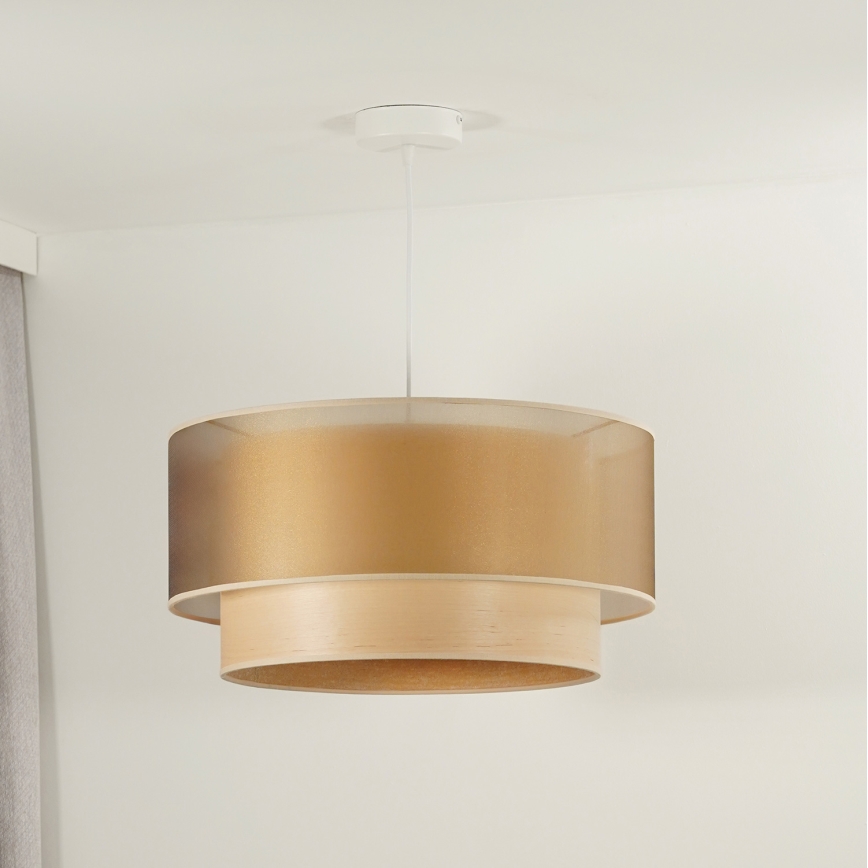 Duolla - Suspension filaire WOOD BOHO 1xE27/15W/230V d. 45 cm cuivre/beige