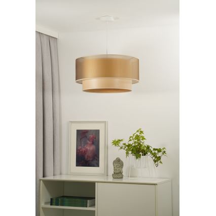 Duolla - Suspension filaire WOOD BOHO 1xE27/15W/230V d. 45 cm cuivre/beige