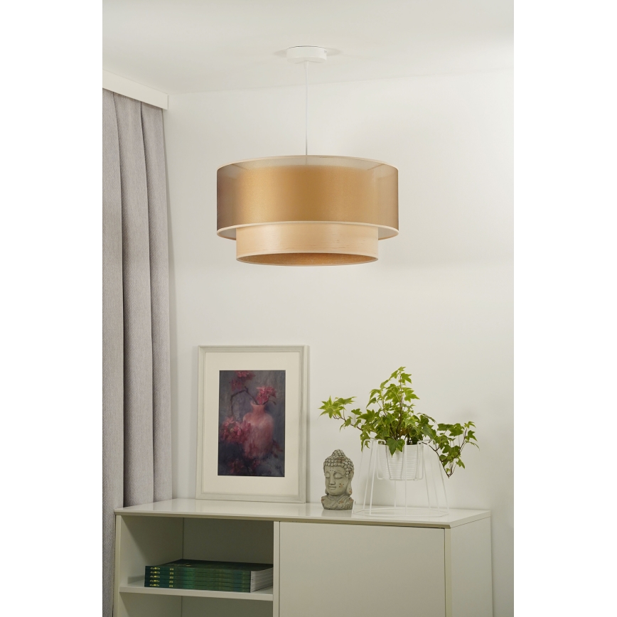 Duolla - Suspension filaire WOOD BOHO 1xE27/15W/230V d. 45 cm cuivre/beige