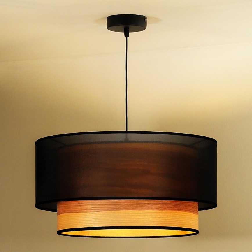 Duolla - Suspension filaire WOOD BOHO 1xE27/15W/230V d. 45 cm noir/beige