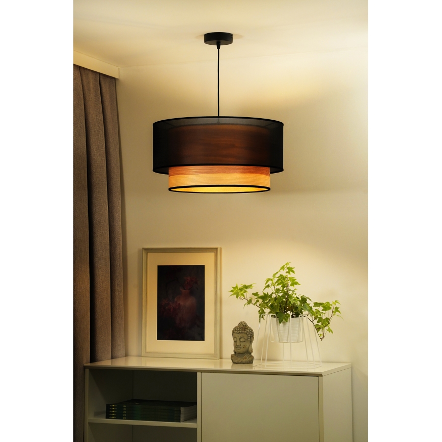 Duolla - Suspension filaire WOOD BOHO 1xE27/15W/230V d. 45 cm noir/beige
