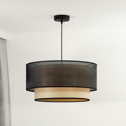 Duolla - Suspension filaire WOOD BOHO 1xE27/15W/230V d. 45 cm noir/beige