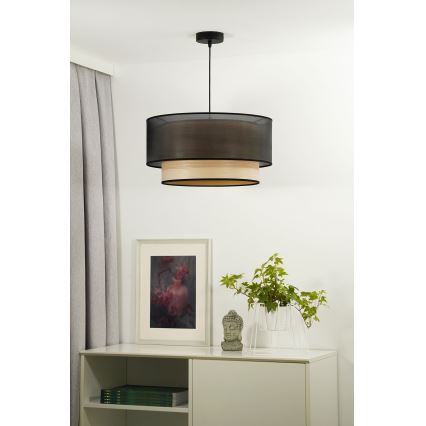 Duolla - Suspension filaire WOOD BOHO 1xE27/15W/230V d. 45 cm noir/beige