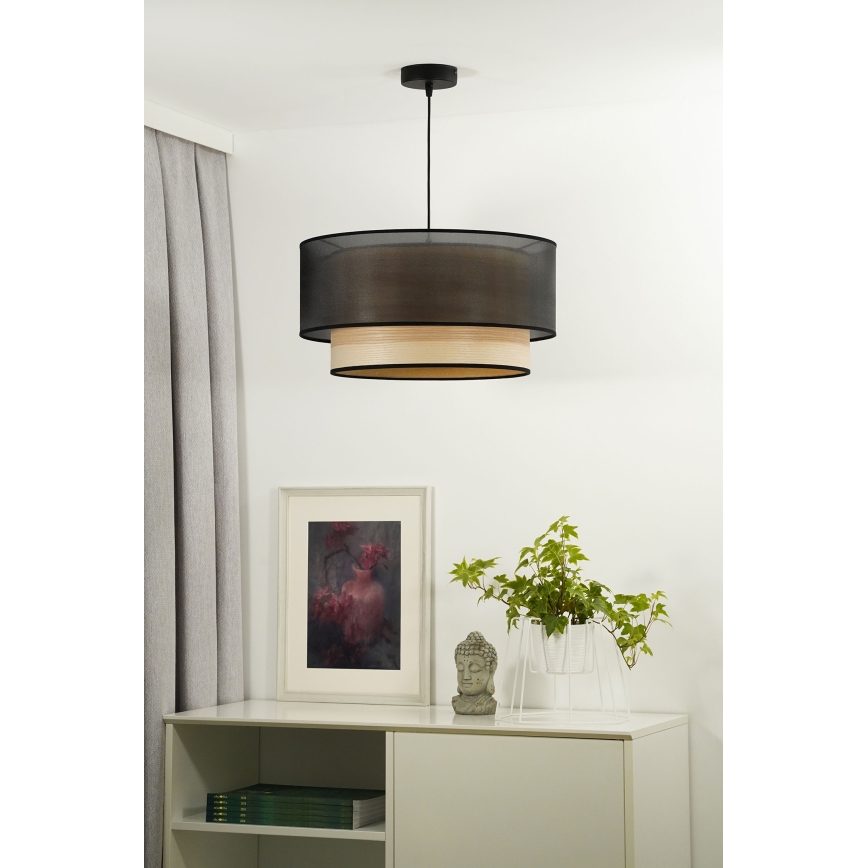 Duolla - Suspension filaire WOOD BOHO 1xE27/15W/230V d. 45 cm noir/beige
