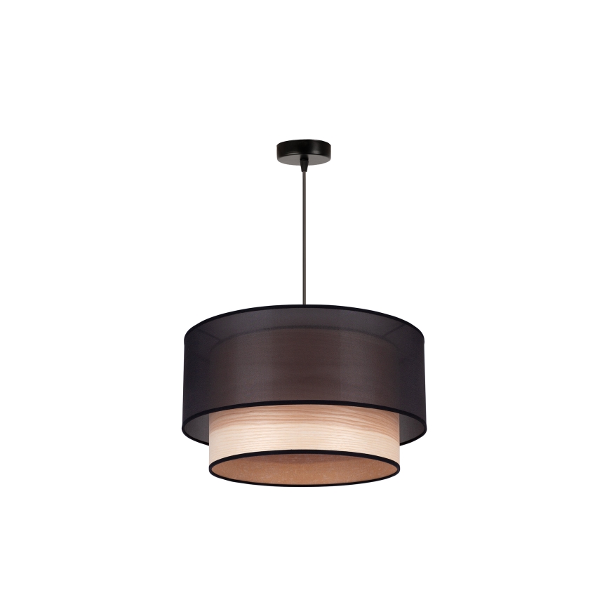 Duolla - Suspension filaire WOOD BOHO 1xE27/15W/230V d. 45 cm noir/beige