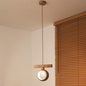 Duolla - Suspension sur câble IRONLINE 1xE27/15W/230V pin chêne/beige