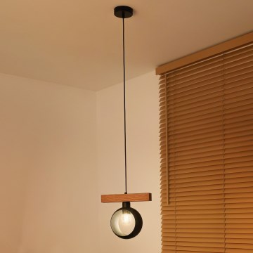 Duolla - Suspension sur câble IRONLINE 1xE27/15W/230V pin/chêne/noir