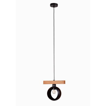 Duolla - Suspension sur câble IRONLINE 1xE27/15W/230V pin/chêne/noir