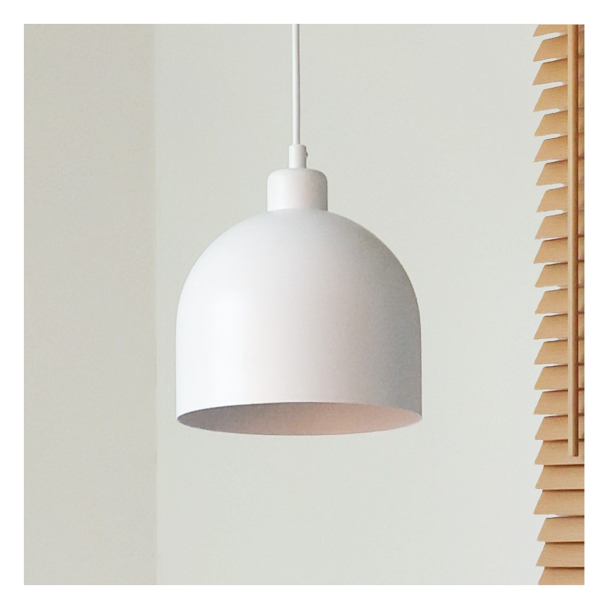Duolla - Suspension sur câble IRONLINE 1xE27/15W/230V Ø 17 cm blanc