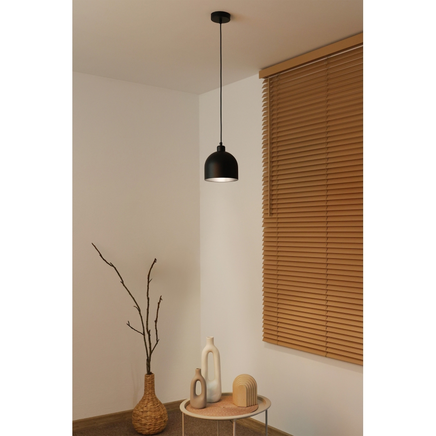 Duolla - Suspension sur câble IRONLINE 1xE27/15W/230V Ø 17 cm noire