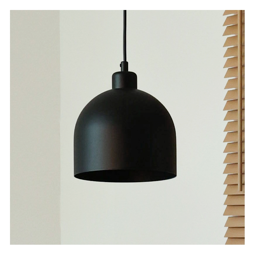 Duolla - Suspension sur câble IRONLINE 1xE27/15W/230V Ø 17 cm noire