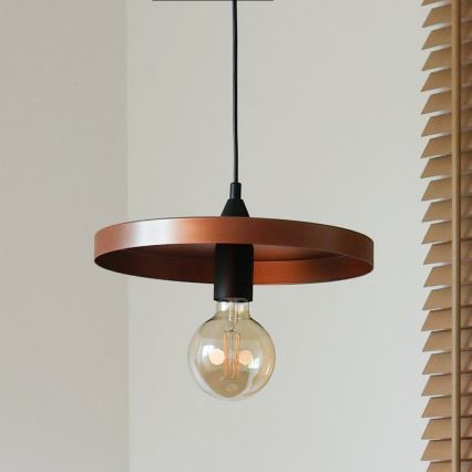 Duolla - Suspension sur câble IRONLINE 1xE27/15W/230V Ø 30 cm cuivré/noir