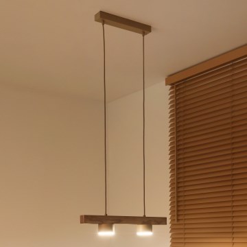 Duolla - Suspension sur câble IRONLINE 2xGX53/3W/230V pin/chêne/beige