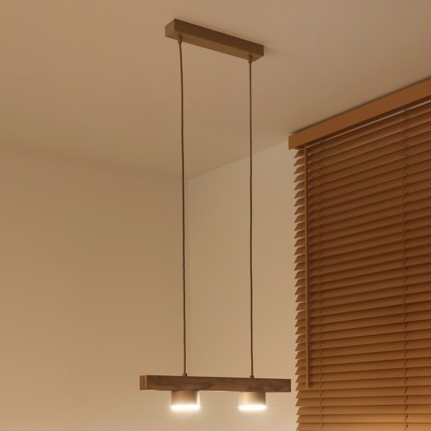 Duolla - Suspension sur câble IRONLINE 2xGX53/3W/230V pin/chêne/beige