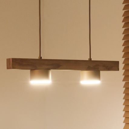 Duolla - Suspension sur câble IRONLINE 2xGX53/3W/230V pin/chêne/beige
