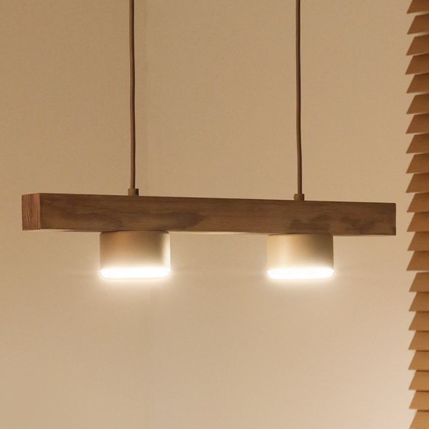 Duolla - Suspension sur câble IRONLINE 2xGX53/3W/230V pin/chêne/beige