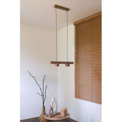 Duolla - Suspension sur câble IRONLINE 2xGX53/3W/230V pin/chêne/beige