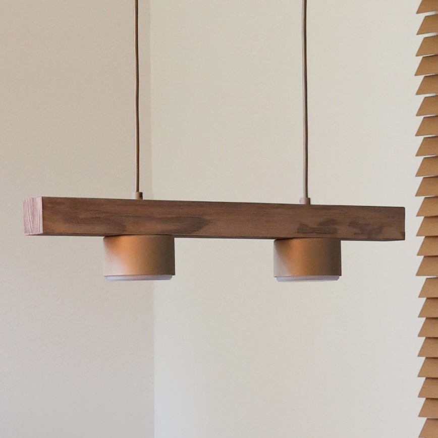 Duolla - Suspension sur câble IRONLINE 2xGX53/3W/230V pin/chêne/beige