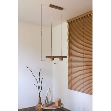 Duolla - Suspension sur câble IRONLINE 2xGX53/3W/230V pin/chêne/beige