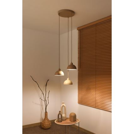 Duolla - Suspension sur câble IRONLINE 3xE27/15W/230V beige