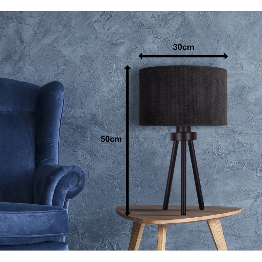 Duolla - Tafellamp LYON 1xE27/15W/230V diameter 30 cm zwart