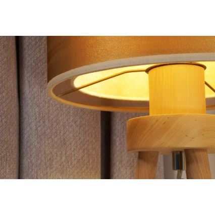 Duolla - Tafellamp WOOD BOHO 1xE27/15W/230V diameter 25 cm koper/bruin/beige