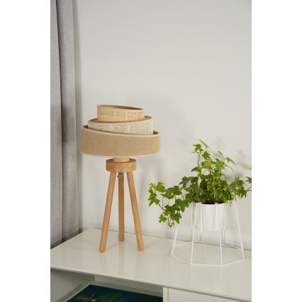 Duolla - Tafellamp YUTE TRIO 1xE27/15W/230V diameter 25 cm bruin/grijs/beige