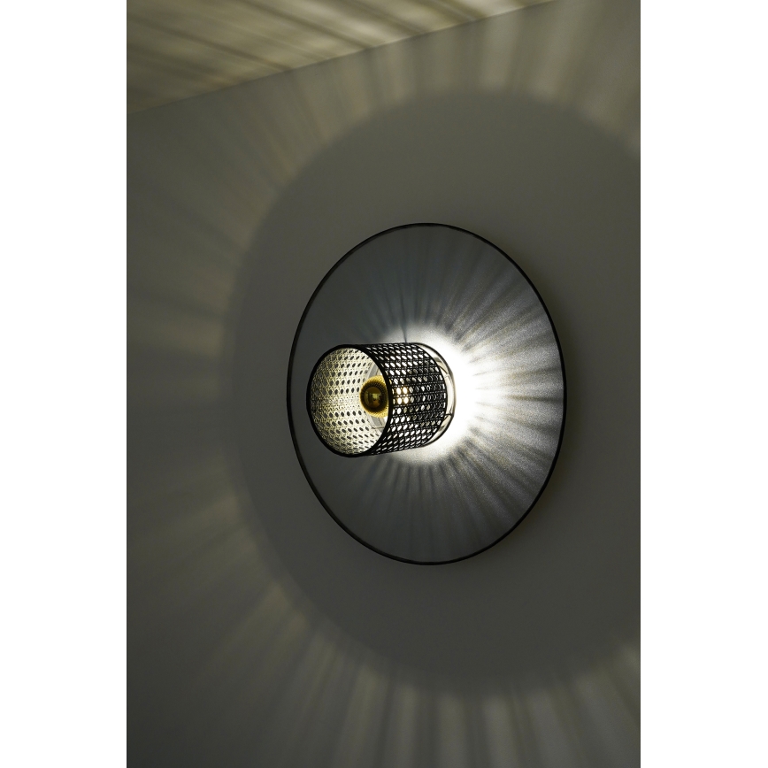 Duolla - Wandlamp TOKYO RATTAN 1xE27/15W/230V diameter 50 cm zilver/zwart