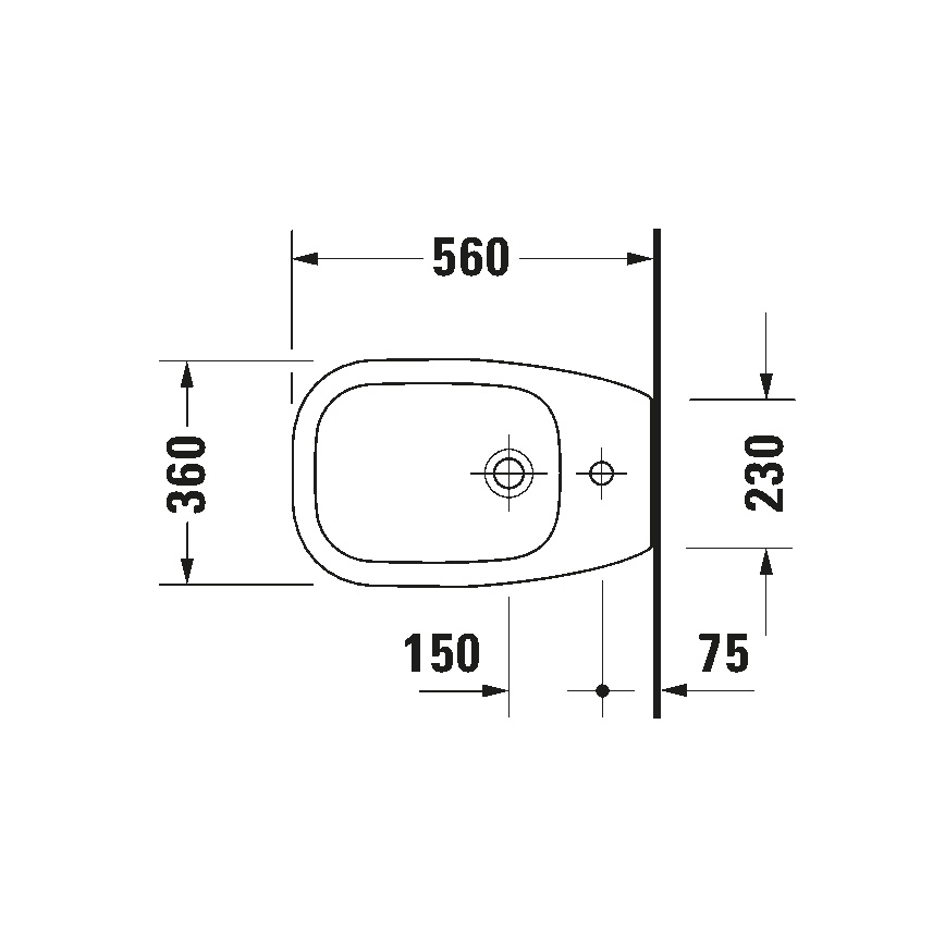 Duravit 22411000002 - Bidet sur pied D-CODE 35,5 x 52,5 cm céramique/blanc brillant