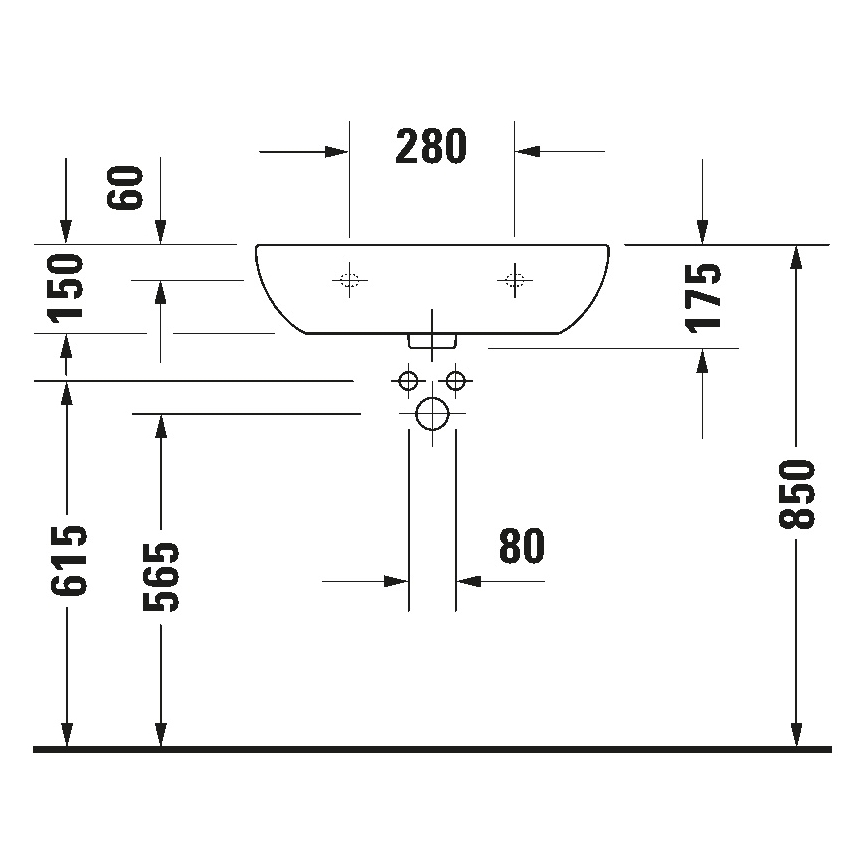 Duravit 23116000702 - Hangend wastafel D-CODE 60x46 cm keramiek/glanzend wit
