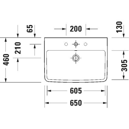 Duravit 23756500002 - Lavabo mural D-NEO 65 x 46 cm en céramique, blanc brillant