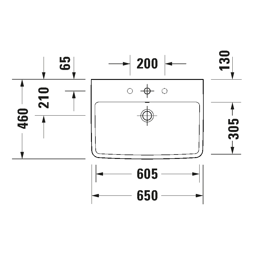 Duravit 23756500002 - Lavabo mural D-NEO 65 x 46 cm en céramique, blanc brillant