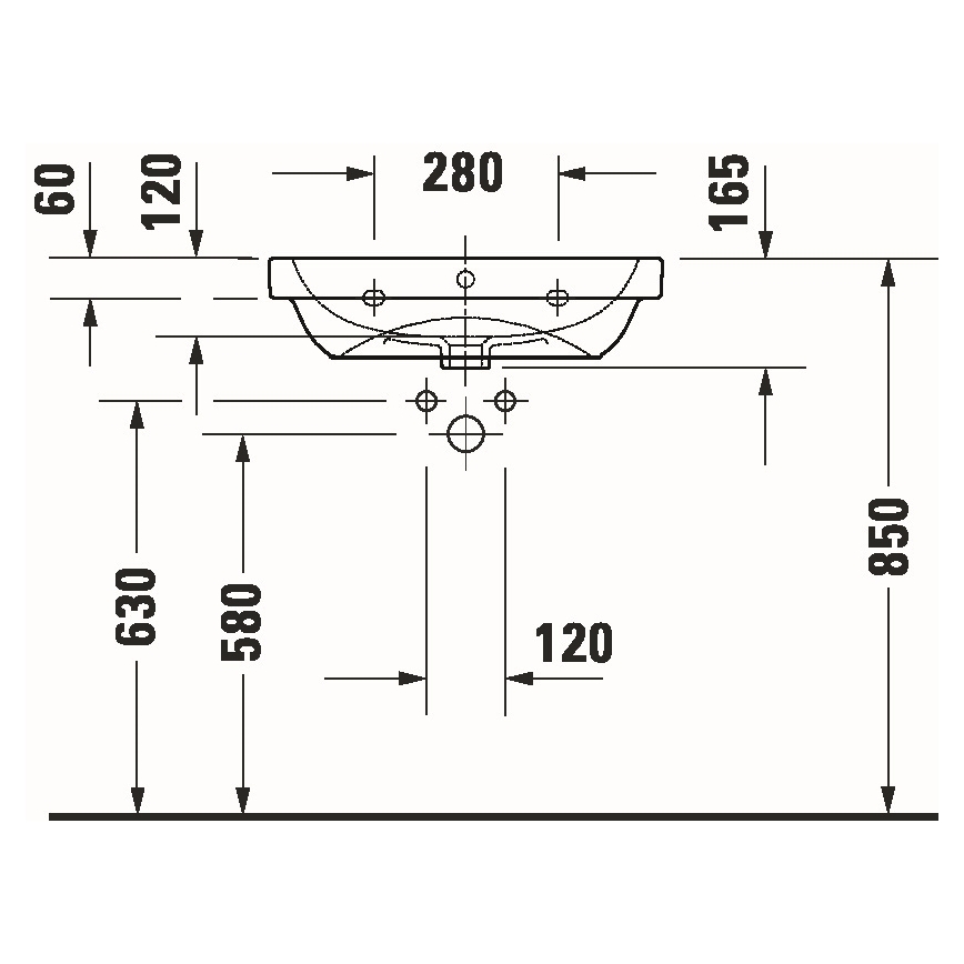 Duravit 23986000002 - Hangende wastafel D-CODE 60x46 cm keramiek/glanzend wit