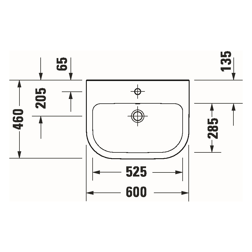 Duravit 23986000002 - Lavabo suspendu D-CODE 60x46 cm céramique/blanc brillant